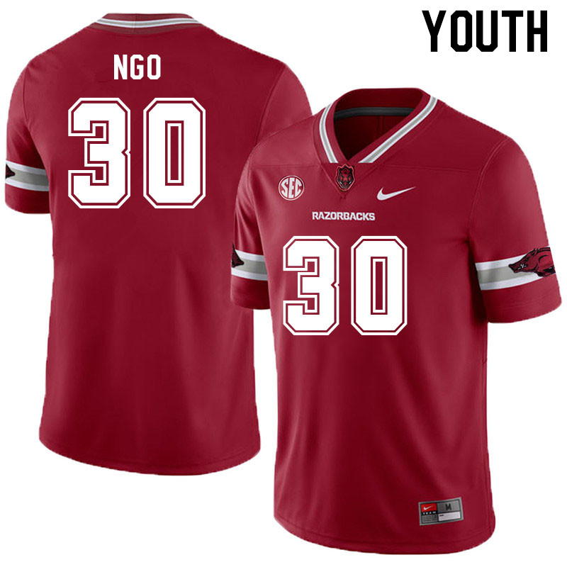 Youth #30 Ashton Ngo Arkansas Razorback College Football Jerseys Stitched Sale-Alternate Cardinal